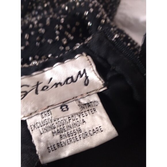 Vtg. Stenay MidCentury Style Silk Shell Beaded Formal Cocktail Midi Dress Sz 8 - Picture 7 of 16